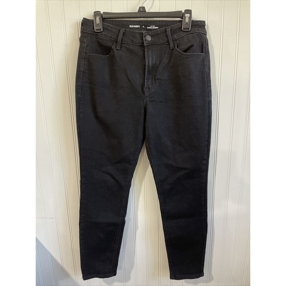Old‎ Navy Jeans Womens 8 Black High Rise Super Skinny Jeans Stretch - Picture 1 of 8